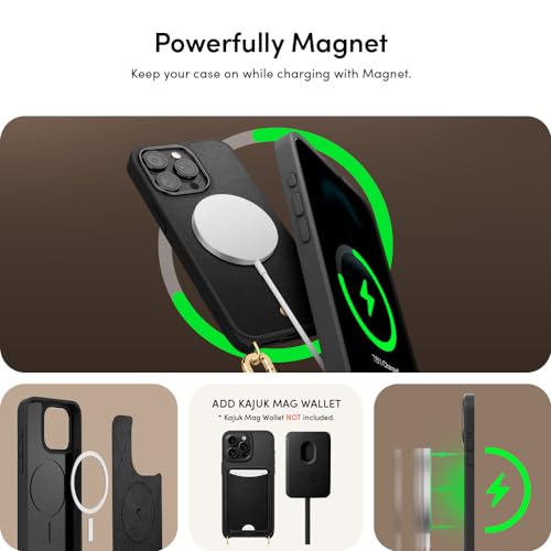 Image of Spigen Cyrill Classic Charm Mag | iPhone 15 Pro Max Case | Crossbody Lanyard Strap iPhone 15 Pro Max Back Cover | Faux Leather+TPU+PC - Black