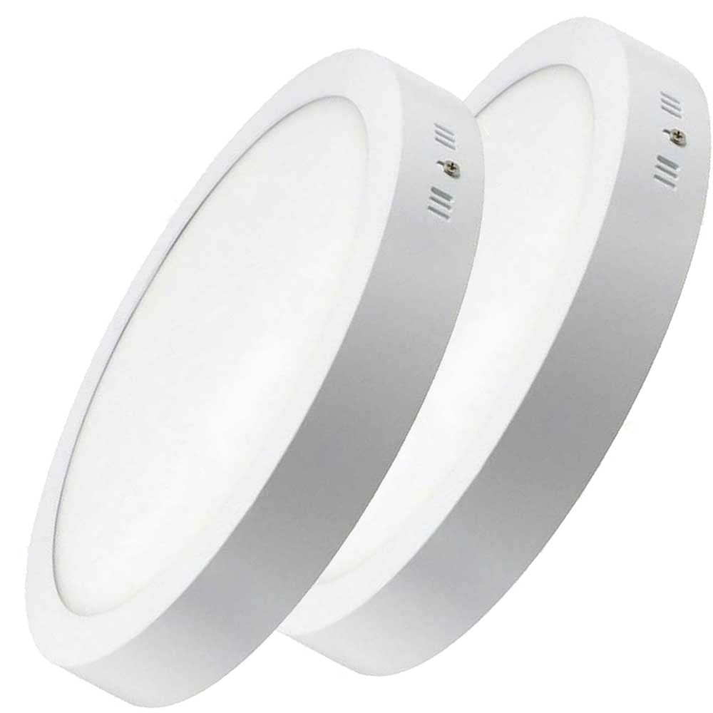 Manningham Lighting 2X 24W Round Panel Lamp Daylight White 6500K Modern Flush LED Ceiling Surface Mounted Light Suitable Bedroom Living Room Kitchen Hallway Office φ280mm (2X Panels)