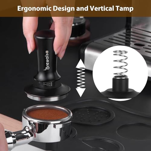 Image of 58mm Espresso Tamper Spring Loaded, Premium Barista Tools Coffee Tamper, Stainless Steel Base Tamper Compatible with 58mm Espresso Machine Rancilio, Gaggia, E61 series Bottomless Portafilter
