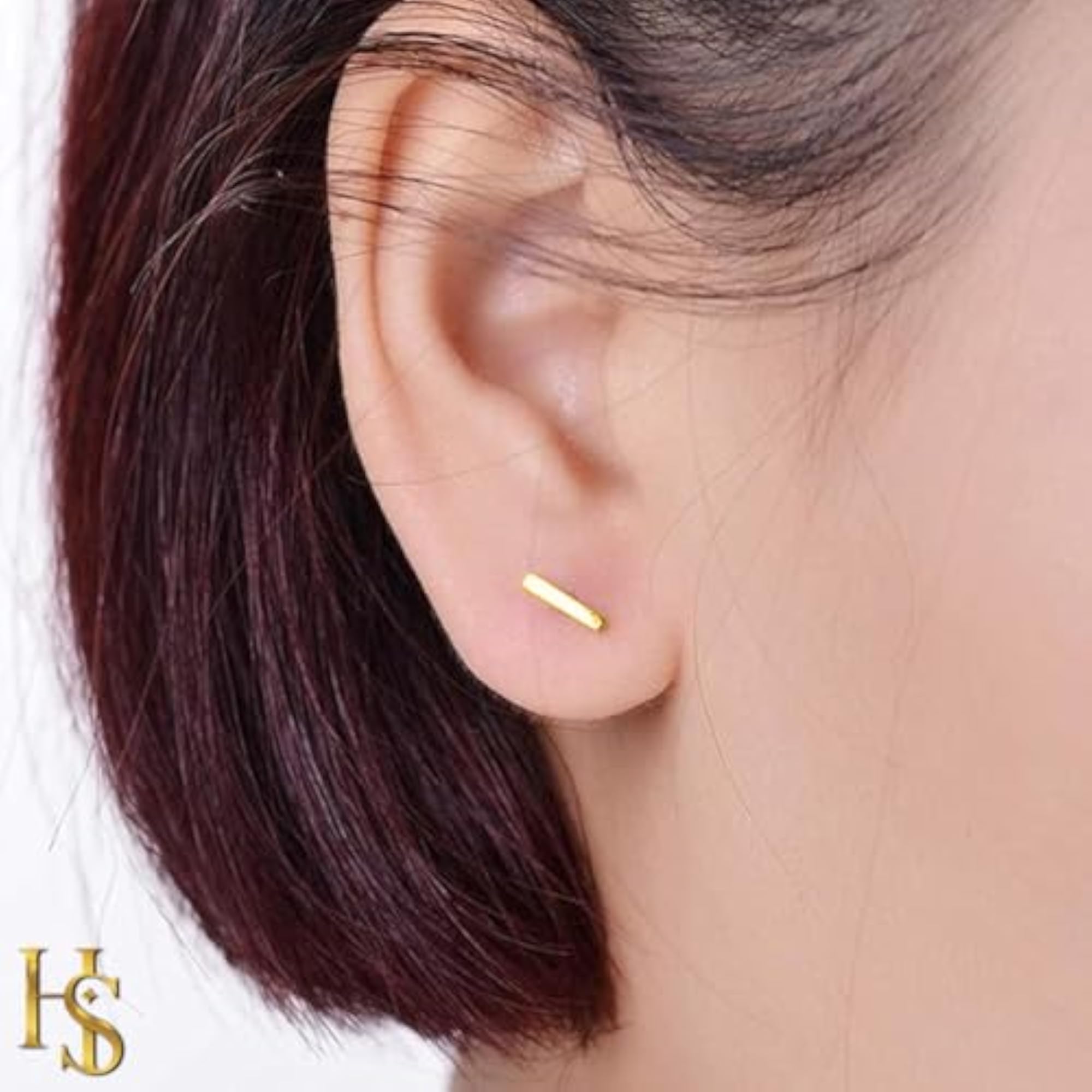 Women's 925 Silver Tiny Rectangular Bar Stud Earrings, Stunning Shine