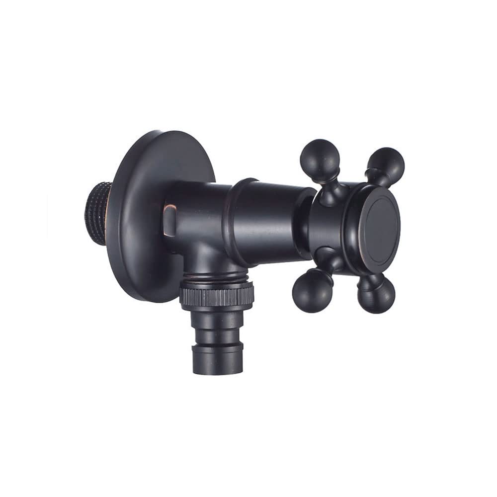 QHQQXN Grifo Vintage de Latón Antiguo, Grifo de Agua Fría para Montaje en Pared de Baño, Grifos para Lavadora, Manguera de Jardín Exterior G1/2 Grifos Fríos Individuales, Manija Cruzada Simple (Negro)