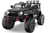 ARBELI 2 Seater Ride On Car for Kids, EVA Tires, 24V 4WD Electric Car w/Remote Control, Bluetooth, LED Lights, Ride On Truck for Boys and Girls Aged 3-8, Black