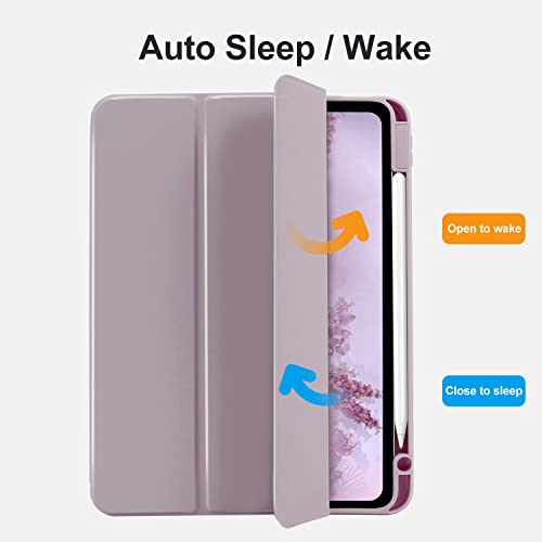 Image of Case for iPad Air 11 inch 2024 /2025 /2026 M4 /3 /2, iPad Air 5th /4th Generation 2022 /2020 with Pencil Holder, Slim Smart Cover with Clear Back Shell for iPad Air6 /7,Taro Purple