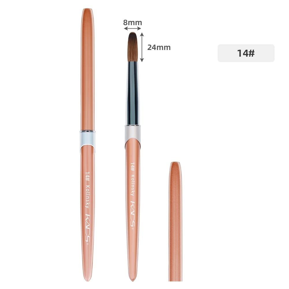 KADS 100% Kolinsky Sable Acrylic Brush Nail Brush for Acrylic Application Round Head Crimped Nail Art Brush Manicure Tool (14#) - Image 2