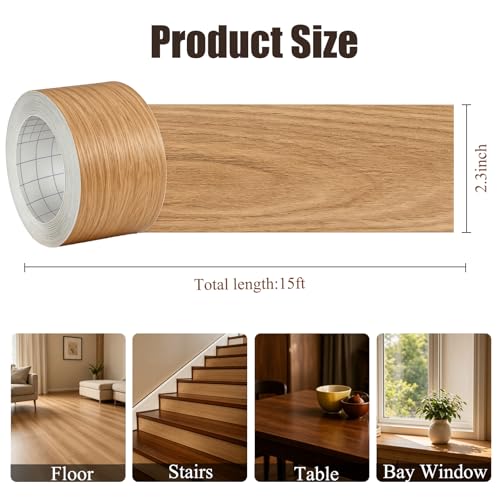 Image of GSCIT Club Wood Grain Repair Tape, 2.3 inch X 15ft Self Adhesive Red Oak Grain Repair Patch for Tables, Chairs, Baseboards, Doors, Windows, Floors, Handicraft DIY.