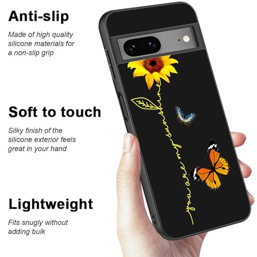 for Google Pixel 7A Phone Case, Stylish Anti-Slip Liquid Silicone Ultra-Thin Body Protection Case, Suitable for Google Pixel 7A, Sunflower and Butterfly - image 2