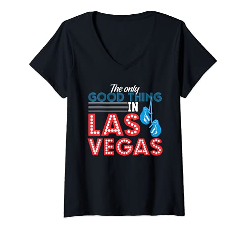 Womens Las Vegas Boxing Gloves Club Fighter V-Neck T-Shirt