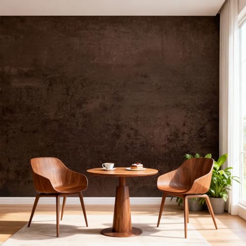 Coffee Brown Peel and Stick Wallpaper Concrete 16''x354'' Caramel Limewash