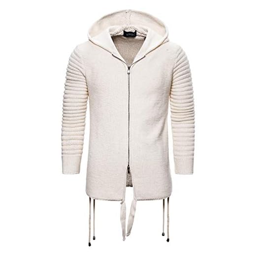 Stickad kappa med luva för män Twist Enkel enfärgad fåll snörning Europeisk och amerikansk stickad cardigan för män XXL