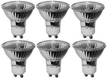 50 Watts Halogen Light Bulb MR16 GU10 Base 50w 120v Reflector Exn Flood Lights for Track Lighting Bulbs and Recessed Cans Spotlights with UV Filter Cover 50MR16/GU10/FL Pack Of 6