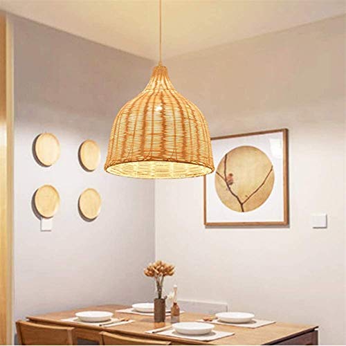 Linterna de mimbre colgante con cable ajustable y pantalla creativa tejida 2