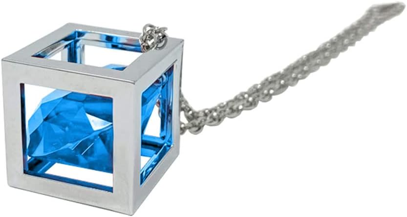 Hanging Ornament with Chain, Diamond Cube Crystal Car Rear View Mirror Charm, Car Charm Home Decor Ornament, Rearview Mirror Decoration - Blue