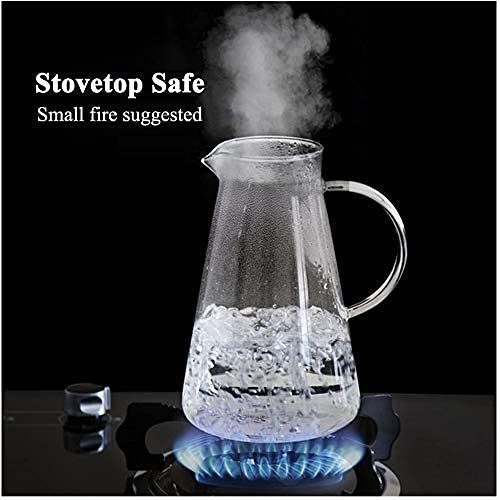 Image of 1800 ML || Set of 1 || Glass Water Jug with Lid Glass Pitcher Hot Water Jug Milk Carafe Glass Water Jug for Dining Table