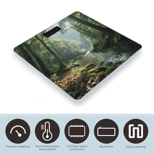 Báscula de baño digital Mountain Forest Nature vidrio templado miniatura 3