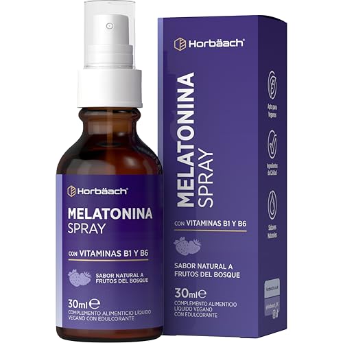 Melatonina Gotas Adultos | con Vitamina B1 & B6 | Melatonin Spray | Sabor a frutos del bosque | Horbaach