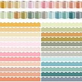 TaoBary 24 Rolls 944.9 Ft Colorful Bulletin Board Borders Bright Classroom Border for Bulletin Board Trim Scalloped Borders Decorations for Office School Teachers Classroom Posters(Boho Color)
