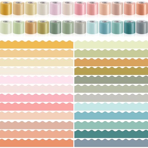 TaoBary 24 Rolls 944.9 Ft Colorful Bulletin Board Borders Bright Classroom Border for Bulletin Board Trim Scalloped Borders Decorations for Office School Teachers Classroom Posters(Boho Color)
