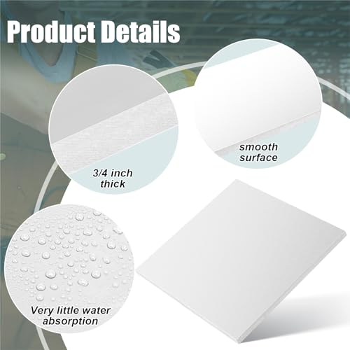 Plancha HDPE blanca 12 x 12 x 1.9 cm espesor 0.75 pulg miniatura 3