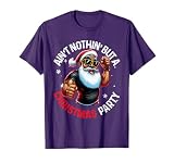 African American Santa Claus Christmas Pajama MenWomen T-Shirt