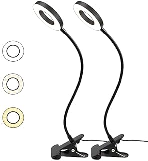  2-PackLED Clip Light, Desk Clamp Lamp 10 Dimmable Brightness 3 Light Modes Flexible Gooseneck Bedside Lamp for Reading, Painting, Craft, Sewing, Work
