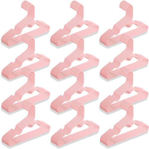 Image of 120 Packs Baby Hangers for Closet Plastic Baby Clothes Hangers with Clips for Nursery Kids Hangers for Closet Organizer, Stack-able Hangers for Newborn, Infant, Toddler, Children, Space-Saving
