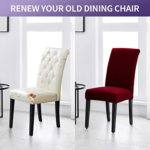 Joccun Chair Covers For Dining Room Set Of 4,Water Repellent Dining Chair Slipcovers Stretch Dining Room Chair Covers Seat Protector,Washable Parsons Chair Cover For Home,Banquet(Red Dahlia,4 Pack) #TOP5