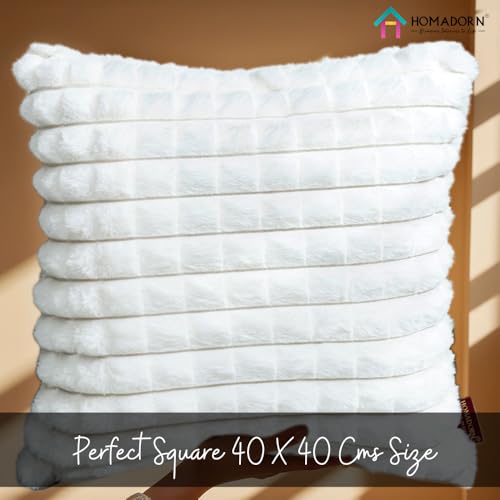 Image of HOMADORN Luxury Plush Fur Reversible Cushion Cover Ultra Soft & Cozy (Pack of 2)