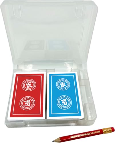 Baron Barclay Two Decks of ACBL Playing Cards in a Plastic Double Deck Box with Pencil