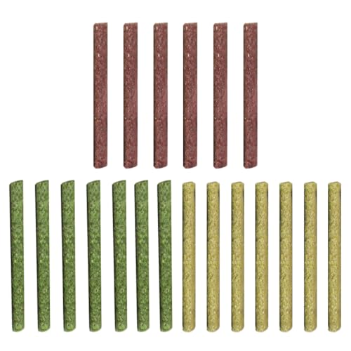 WeddHuis 20 Pcs Timothy Heu Sticks Kaninchen Spielzeug Kauspielzeug für Kaninchen Meerschweinchen Hamster Chinchilla Häschen Leckerli 3 Geschmacksrichtungen