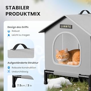 Cuccia per gatti per esterni, casetta per gatti per esterni, cuccia per gatti per esterni resistente all'inverno impermeabile, casetta per cuccioli all'aperto, con tenda trasparente rimovibile