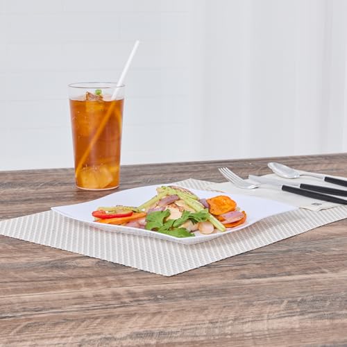 Restaurantware-9 Inch Salad Plates, 100 Large Wedding Plates - Square, Wavy Edges, Seagreen Plastic Disposable Dinner Plates, Holds Sauces And Dips, For Weddings, Birthdays, Or Special Events by Restaurantware - Image 6