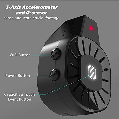 Scosche NEXC1 Full HD 1080P Smart Phone Enabled Dash Cam Powered by Nexar with 32GB Micro-SD Memory Card - WiFi & Bluetooth - Car Security Camera System with StickGrip Suction Cup for Secure Mounting