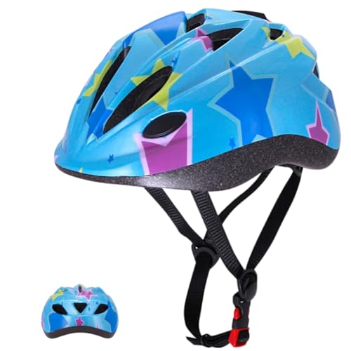 SHAKE BEARR ヘルメット こども用 子供用 自転車 ヘルメット 3-10歳 サイズ調節可能 50cm~56cm 軽量 通気性 自転車 通学 スケートボードなど適用 スポーツヘルメット (ブルー, S/M(48-56CM))