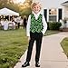 Wdktrgetd Boys Green Suit Vest V-Neck Boy's Formal Suit Vest Youth Slim Dress Vests for St Patricks Day Spring Summer School Boys Fashion Vests With Back Strap Pockets Grass Print Size 5-6 Years