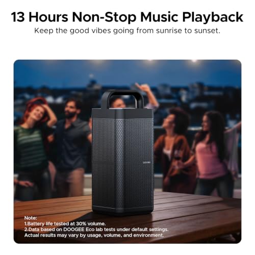 Portable Bluetooth Speaker with Deep Bass, 130W Peak, IP66 Waterproof, 13H Playtime, Fast Charge, Large Party Boombox with TWS Pairing, Outdoor Speaker with USB/AUX, for Jobsite, Beach, Camping -Black - image 4