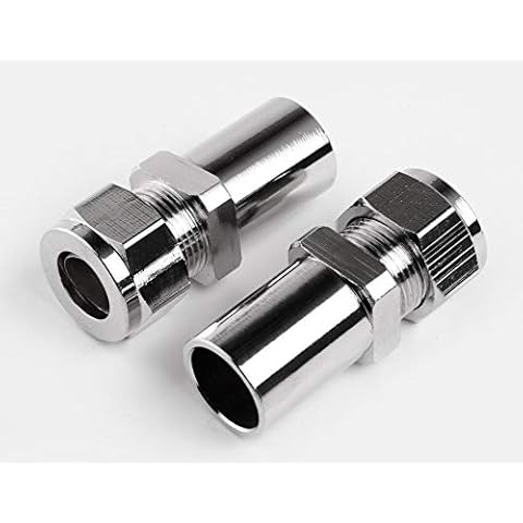 15mm to 8mm Radiator & Towel Rail Valve Pipe Reducer (Pair) 1/2" Reducer Compression Fit Cover