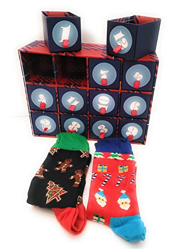 Happy Socks Mens 12-Pack 12 Days of Christmas Socks Gift Set Bright Combo Men's Shoe Size 8-12 One Size4