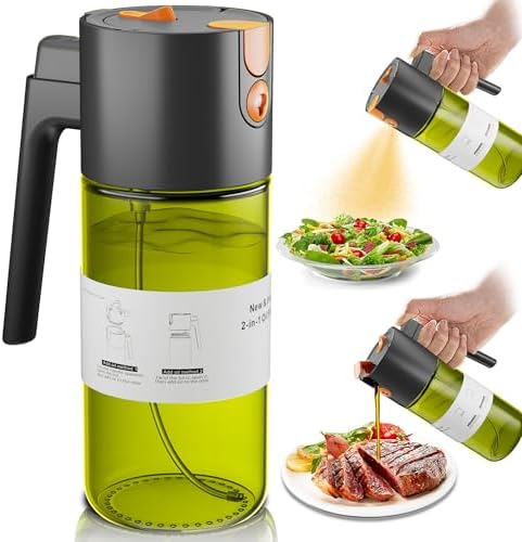 Upgrade 2 in 1 Oil Sprayer for Cooking, 17oz Light-Blocking Glass...