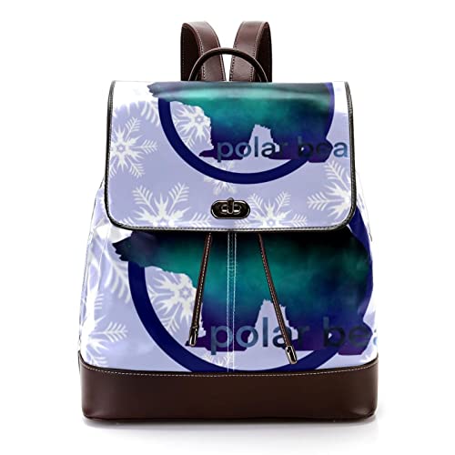 Sac d'école unisexe multicolore à motif hivernal original en similicuir