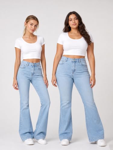 EMMIOL Women's Wied Leg Jeans High Waist Stretch Bootcut Denim Pants