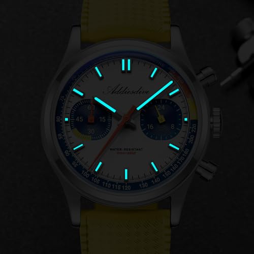 Image of ADDIESDIVE 38 MM Chronograph Watch VK64 Sweep Second Movement Tachymeter Mark FKM Rubber Strap BGW9 Super Lume Colourful Outdoor Sports Watches for Men Women