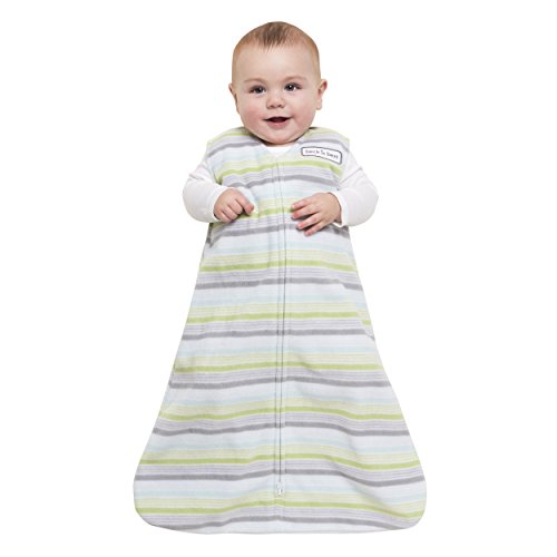 Image of Halo Sleepsack Fleece Wearable Blanket, Green /Blue /Grey Stripe, Large