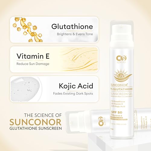 Image of CO LUXURY 1% Glutathione & Kojic Acid Sunscreen Gel | SPF 50 PA++++ | Quick Absorbing, No White Cast, Lightweight Sun Protection for All Skin Types | 50g (2)