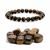 OJO DE TIGRE® - Pulsera TIGER EYE piedras naturales calidad Level 1 - Cuentas de bolas 8 mm - Cristales y piedras semipreciosas energéticas para mujer y hombre - Amuleto buena suerte (Ojo tigre)