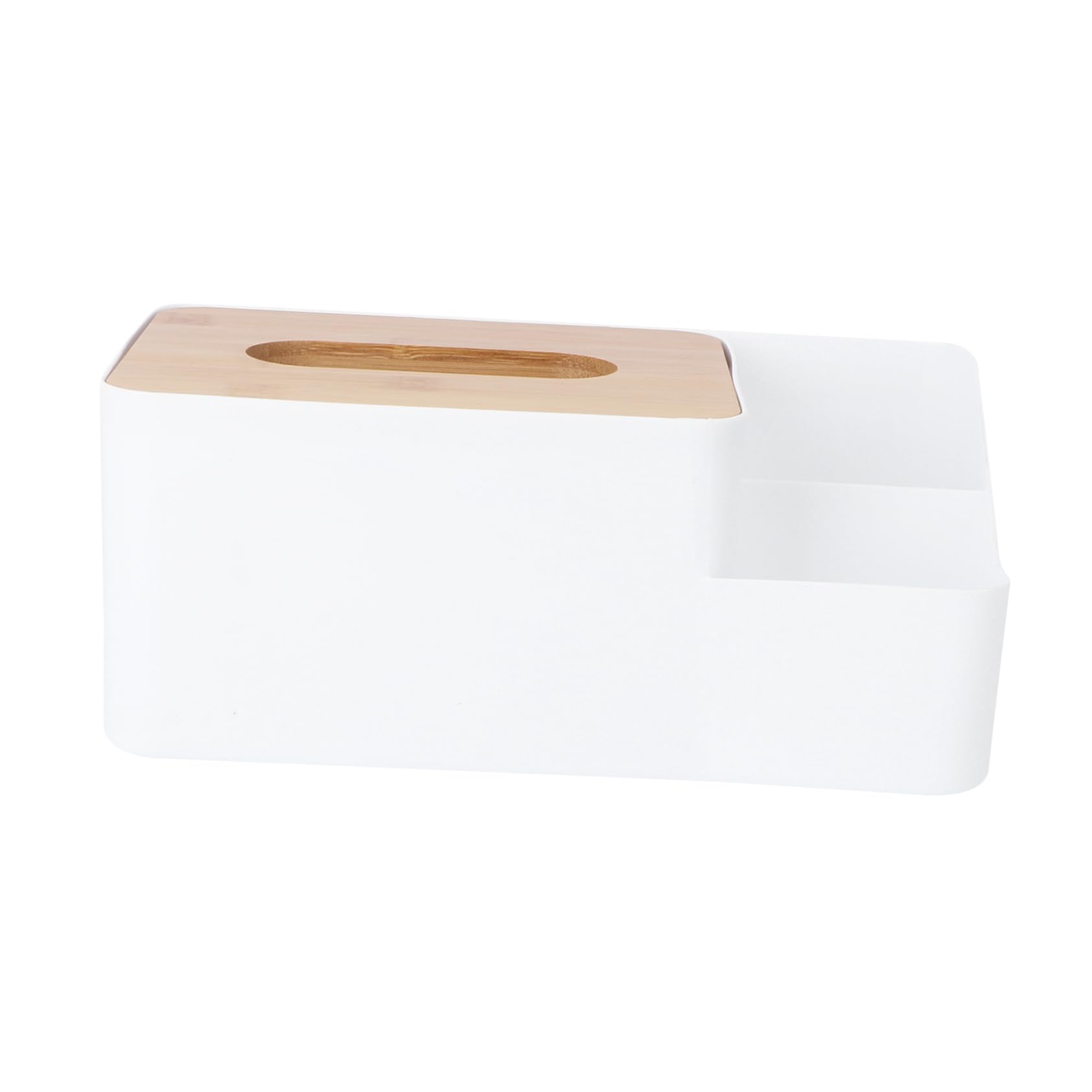 HEALLILY Bamboo Compartment Tissue Box Desktop Organizer Hotel Cafe Office Multi-Function