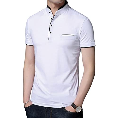 Image of Cotton Mandarian Collar T-Shirt for Men Pack of 1 (Size-S, M, L, XL, XXL)