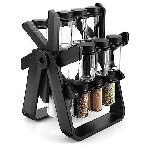 QWORK® 18-Jar Rotating Spice Rack Organiser Cover