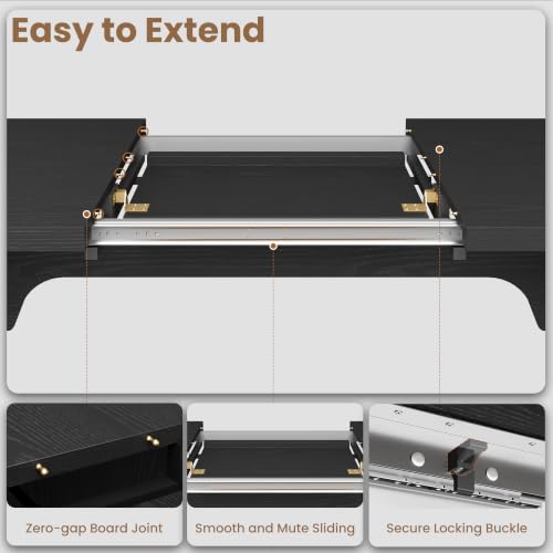 Image of GarveeHome Rectangular 63 inch-82.7 inch Extendable Dining Table with Round Corner