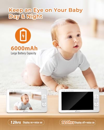 Image of iFamily 7 inch Large Split Baby Monitor with 2 HD Cameras and Audio