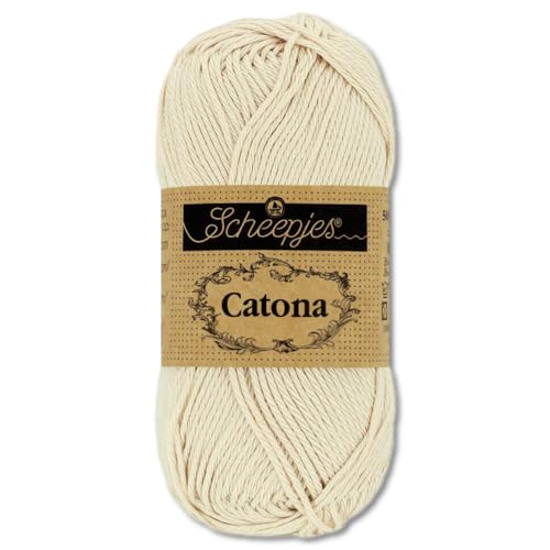 Frida's Wollhaus - Ovillo de lana Scheepjes Catona, 50 g, 100% algodón, para punto y ganchillo, Amigurumi, 109 colores (505 | Lino)